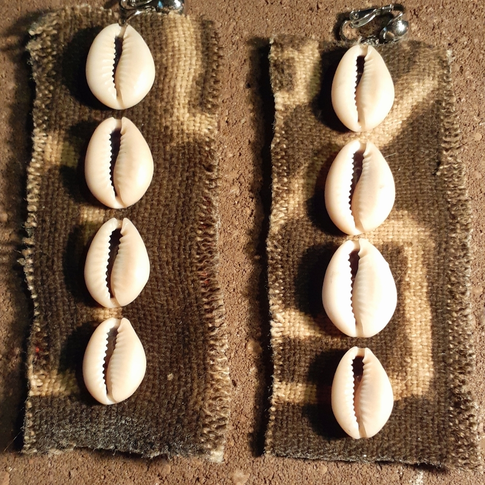 Afrocentric Handmade Mudcloth Clip On Earrings